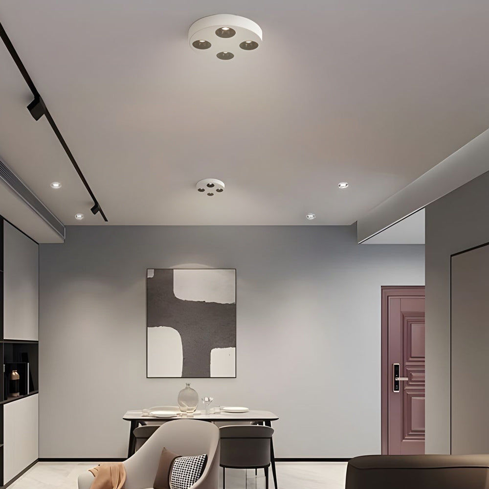 Modern 9.1 Inch Round LED Flush Mount Ceiling Light 4 Light Ultra Thin Low Profile Aluminum Fixture