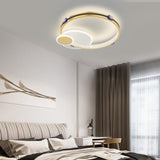 Modern Gold Geometric Round LED Ceiling Light with Three Step Dimming Flush Mount Fixture