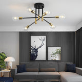 Modern 6 Light Sputnik Flush Mount Ceiling Light Nordic Glass Shade Chandelier for Living Room