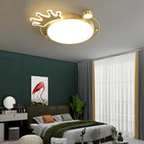 Modern Copper Crown LED Flush Mount Ceiling Light with 3 Color Dimming