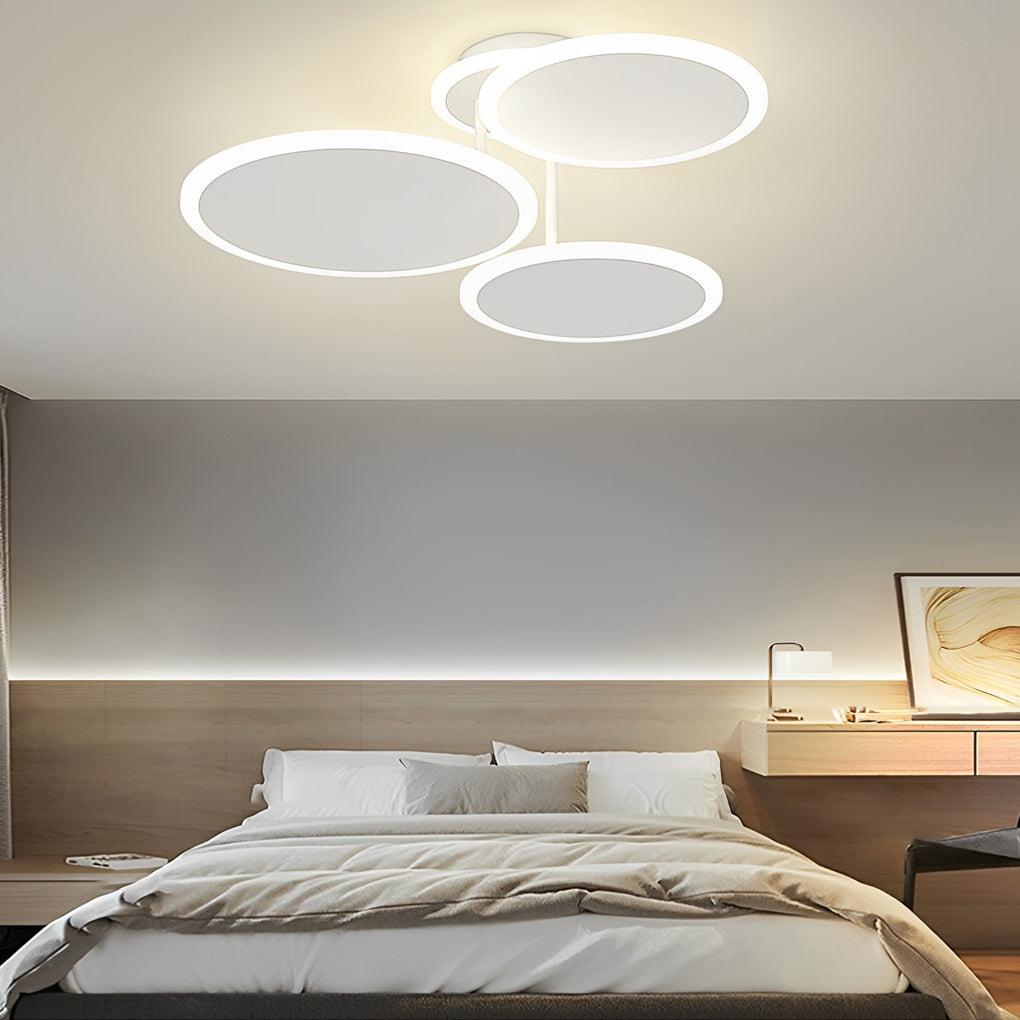 Modern Nordic Round LED Flush Mount Ceiling Light Matte White Finish with 3 Step Dimming