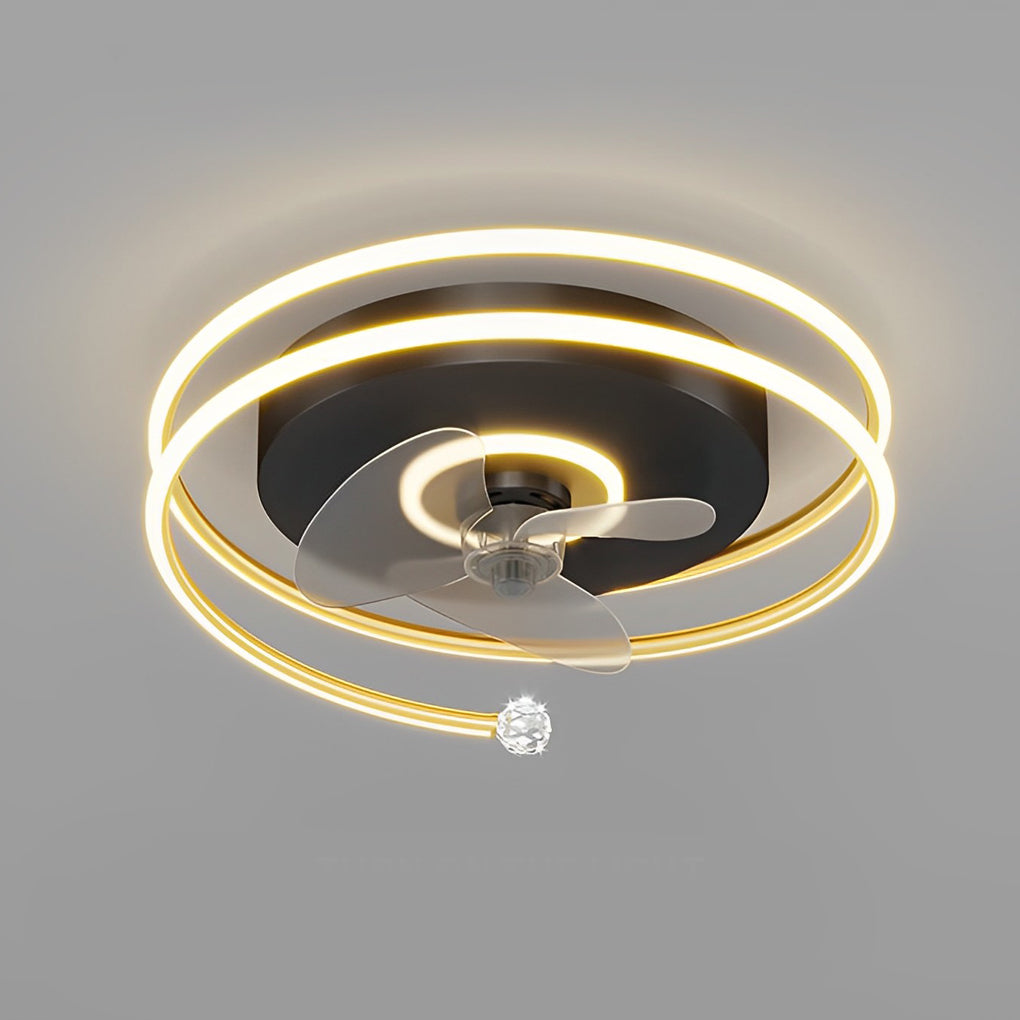 Modern 20 Inch Low Profile Bladeless Ceiling Fan with Dimmable LED Light for Bedroom and Dining Room