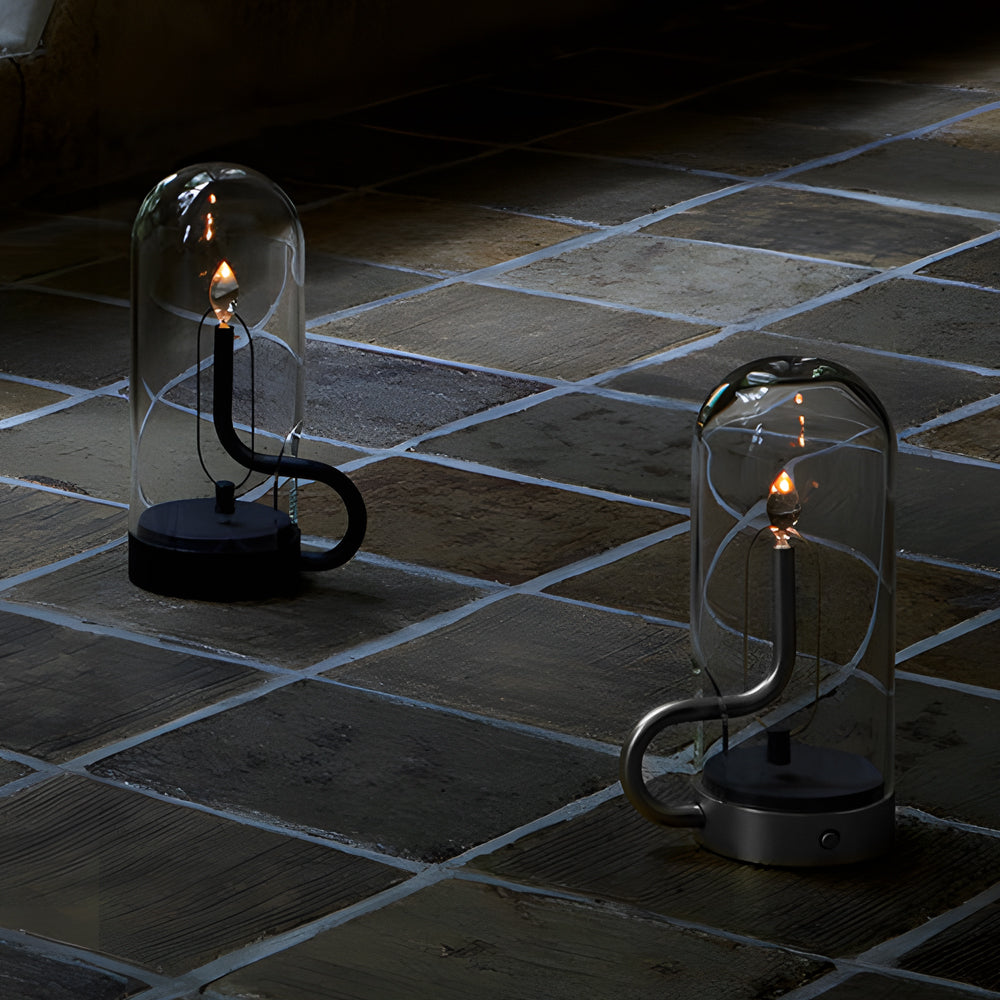 Nordic Glass Dome LED Candle Lamp Portable Rechargeable Table Light with Touch Control