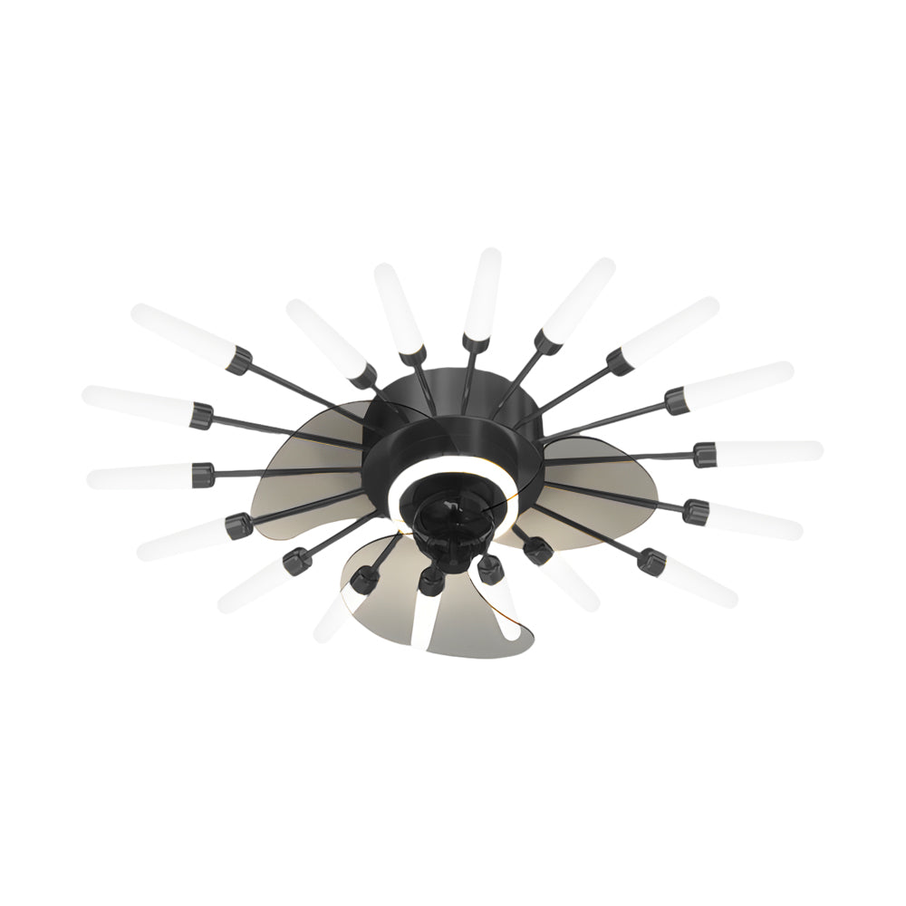 Modern Flower Petal Nordic Ceiling Fan with LED Light and Three Step Dimming for Bedrooms and Living Spaces