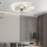 Luxury Crystal Ring Flush Mount Ceiling Fan Light with 3 Color Dimming Low Profile