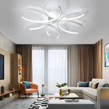 Modern Semi Circle Flower LED Ceiling Light Dimmable White Aluminum Flush Mount Fixture