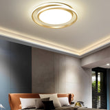 Modern Gold Circular LED Flush Mount Ceiling Lamp Dimmable with Remote Control for Living Room