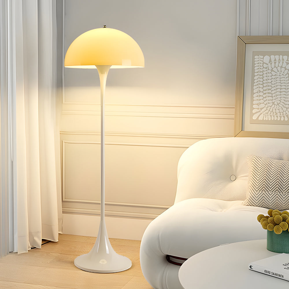 Modern White Mushroom Dome Floor Lamp with 3 Step Dimmable Color Temperature