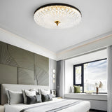 Modern Round Sparkle Glass LED Ceiling Light with Copper Frame and Adjustable Color Temperature