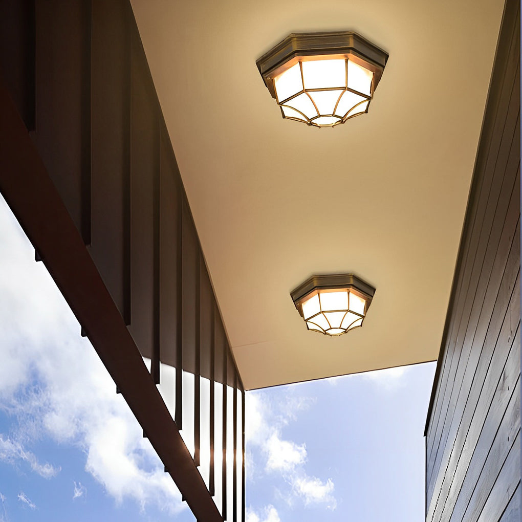 European Style Outdoor LED Flush Mount Ceiling Light Waterproof Aluminum Porch Lamp