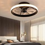 Modern Round Bladeless Ceiling Fan with Dimmable LED Light and Remote Control Mute Inverter Low Profile Fan