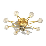Modern Starry Design Ceiling Fan with 3 Color Dimming Light for Childrens Bedroom