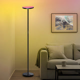 Modern 66 Inch RGB LED Torchiere Floor Lamp with Remote and App Control for Living Room Black