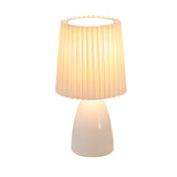 Modern 12 Inch Pleated Shade Glass Table Lamp with 3 Step Dimming and USB Power