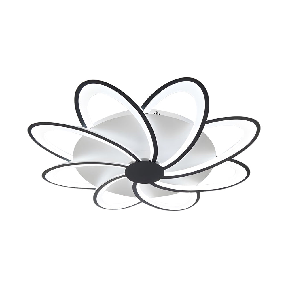 Geometric Flower LED Flush Mount Ceiling Light with Acrylic Petal Design in Black