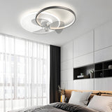Modern Low Profile LED Ceiling Fan Silent Flush Mount 3 Color Dimming Light