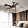 42 Inch Modern Farmhouse Ceiling Fan with 5 Wood Blades and Glass Shade Light Kit for Bedroom