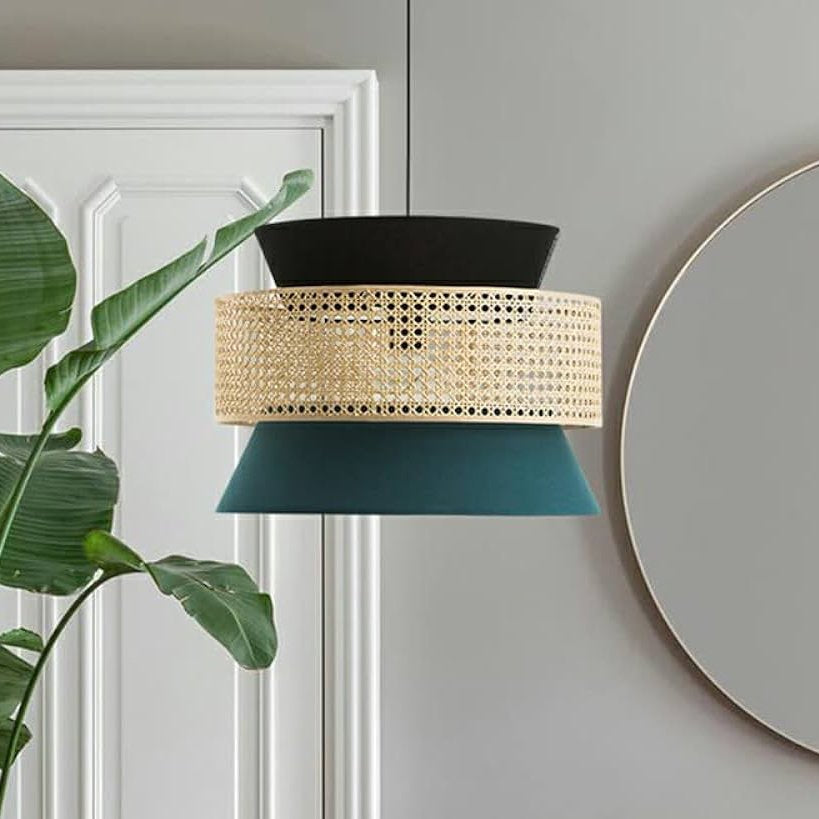 woven-rattan-cane-and-linen-pendant-light-vintage-style-suspended-ceiling-fixture