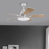 52 Inch Nordic Retro Ceiling Fan with Dimmable LED Light and Remote Control for Large Rooms