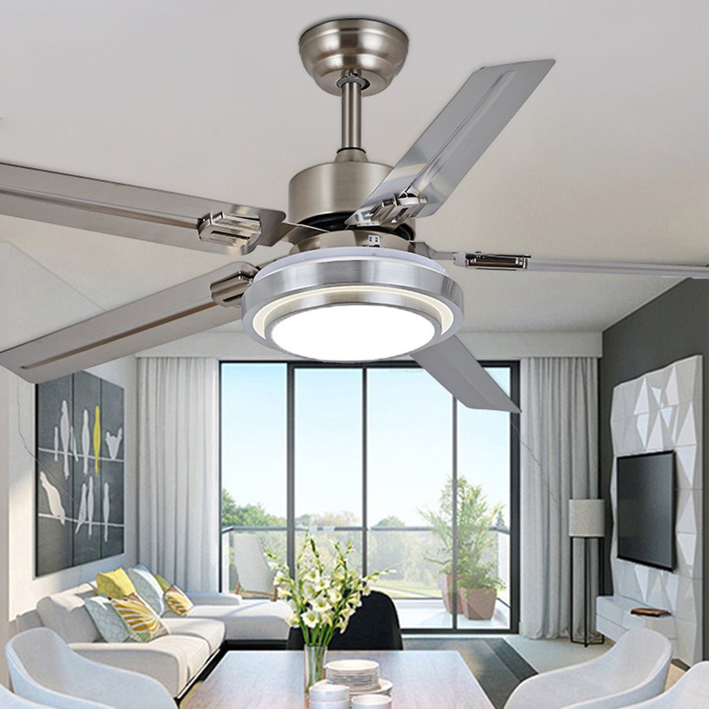 52 Inch Modern Scandinavian Reversible Ceiling Fan with LED Dimmable Light and Remote Control