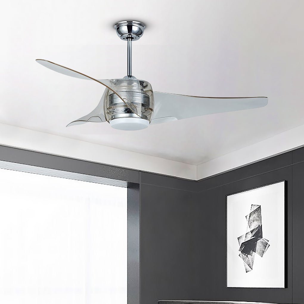 52 Inch Modern Minimalist LED Ceiling Fan Chandelier with Remote Control and Integrated Light
