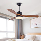 52 Inch Modern Solid Wood Ceiling Fan with LED Light and Minimalist Nordic Design