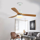 52 Inch Modern Solid Wood Ceiling Fan with LED Light and Minimalist Nordic Design
