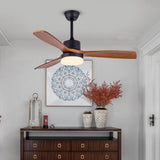 52 Inch Modern Solid Wood Ceiling Fan with LED Light and Minimalist Nordic Design