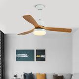 52 Inch Modern Solid Wood Ceiling Fan with LED Light and Minimalist Nordic Design