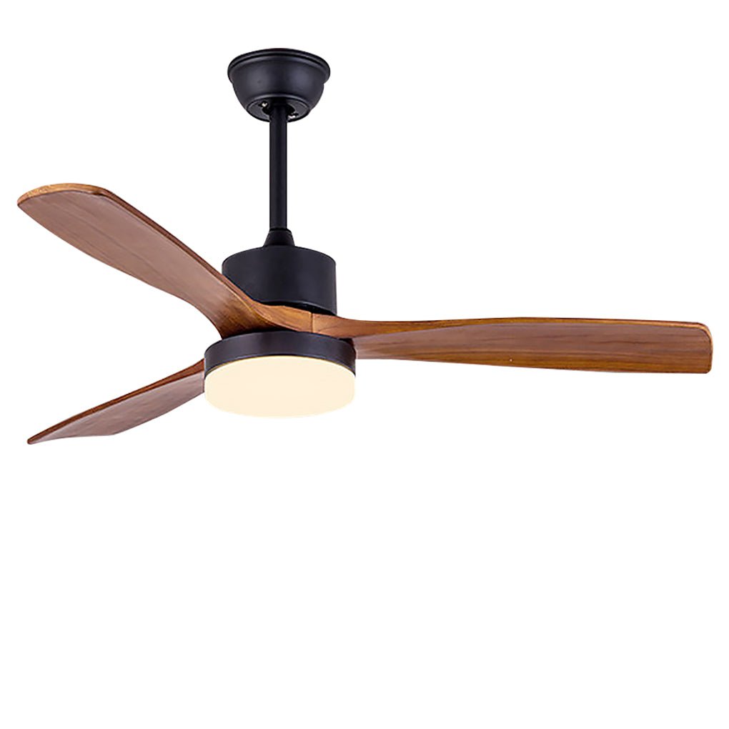 52 Inch Modern Solid Wood Ceiling Fan with LED Light and Minimalist Nordic Design