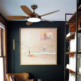 Modern 52 Inch Wood Blade Ceiling Fan with Dimmable LED Light and Remote Control Quiet Motor