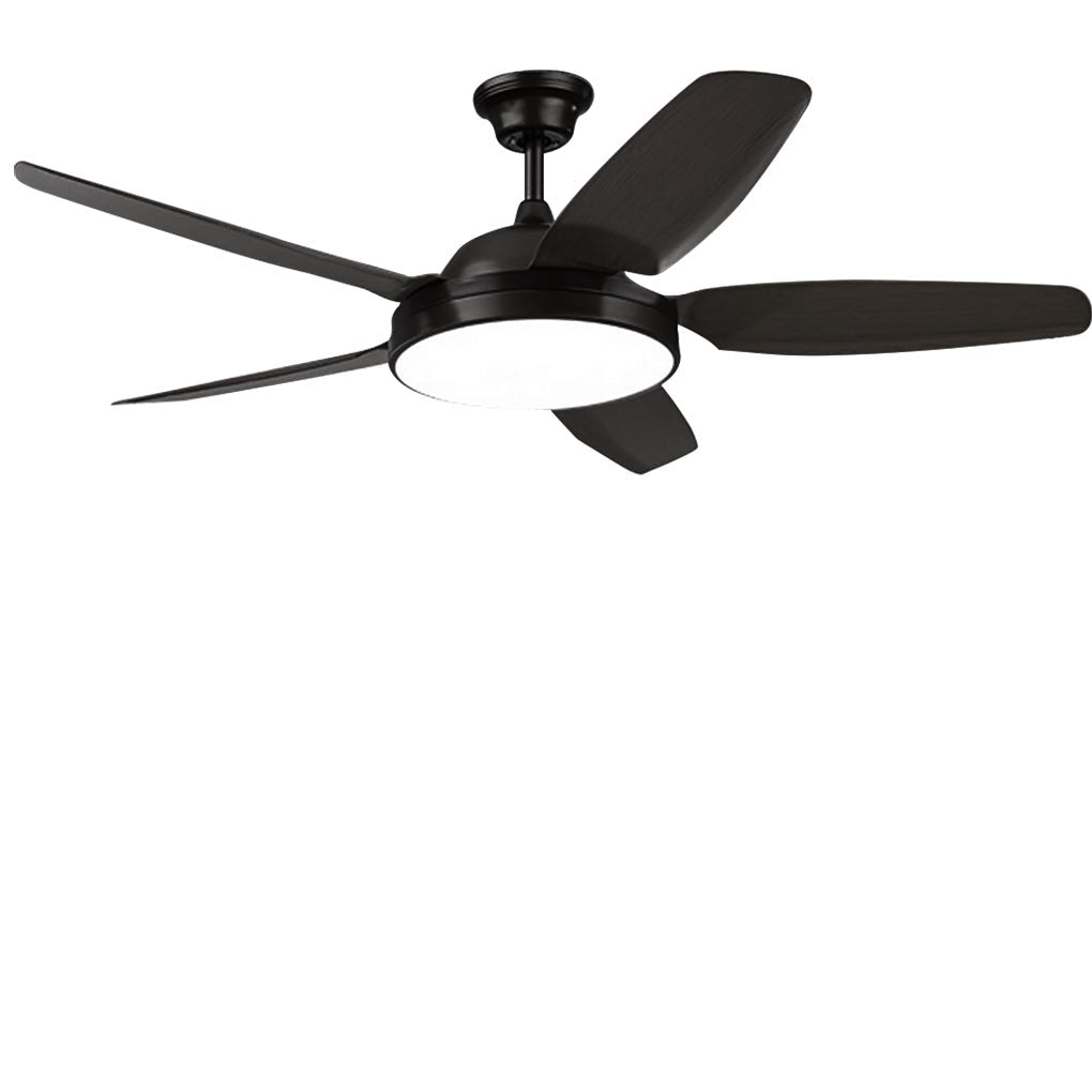 Modern 52 Inch Wood Blade Ceiling Fan with Dimmable LED Light and Remote Control Quiet Motor