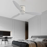 52 Inch Modern White Ceiling Fan with Variable Frequency Motor and Dimming LED Light
