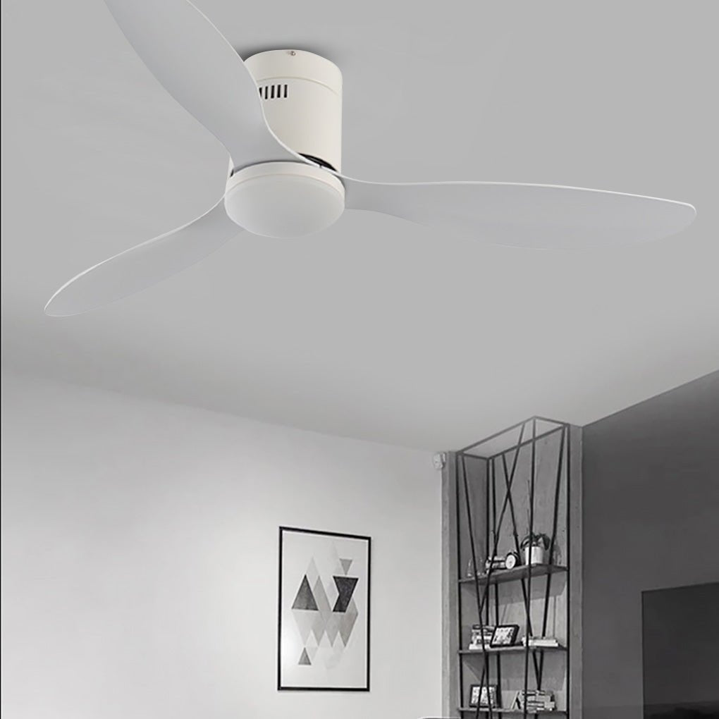 52 Inch Modern White Ceiling Fan with Variable Frequency Motor and Dimming LED Light