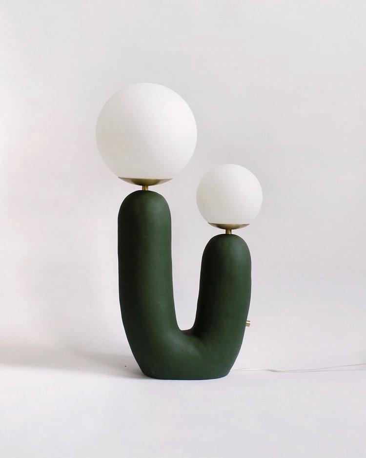 Modern Geometric Resin and Glass Table Lamp with Contemporary Sculptural Design