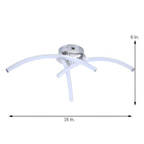 Modern Geometric 3 Line LED Ceiling Light White Flush Mount Chandelier for Bedroom and Living Room