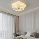 Modern Flower Shape LED Flush Mount Ceiling Fan with 3 Step Dimming and Quiet Motor