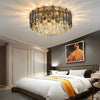 Luxury Modern Crystal Flush Mount Ceiling Light Round Metal Three Color Temperature Fixture