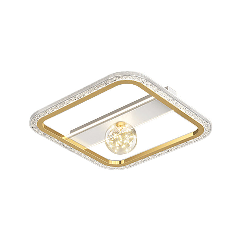 Contemporary Dimmable LED Geometric Ceiling Light Fixture in Black and Gold Finishes