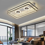 Nordic Low Profile Rectangular Bladeless Ceiling Fan with Dual Fans and Dimmable LED Light
