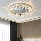 Modern Round K9 Crystal Flush Mount Ceiling Light with 3 Step Dimming and Elegant Chrome Finish