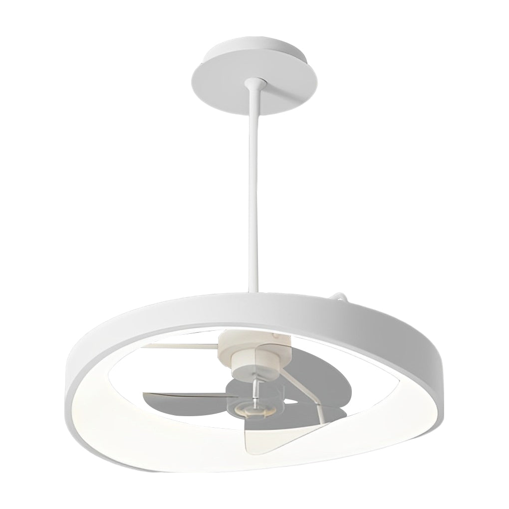 Modern White LED Ceiling Fan with Remote Control and Stepless Dimmable Lighting