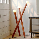 Modern 3 Light Metal Stick Standing Lamp with Glass Shades and Dimmable Switch