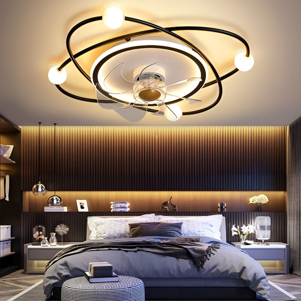 Modern Dimmable LED Nordic Ceiling Fan Light with Quiet Motor and Remote Control for Bedroom Study