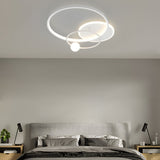 Modern Dimmable Geometric Circles LED Flush Mount Ceiling Light Fixture for Living Room Bedroom