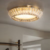 Modern Crystal Drum Flush Mount Ceiling Light Titanium Gold LED Chandelier with Quicksand Detail