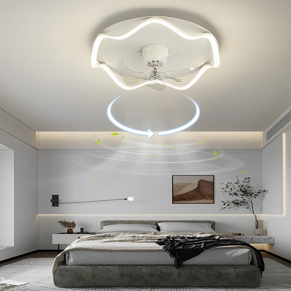 Modern 20 Inch Bladeless Ceiling Fan with 360 Degree Oscillating LED Light and Remote Control