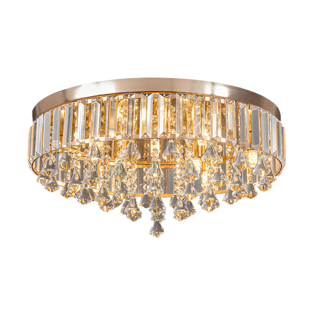 19 Inch Modern Round Crystal LED Ceiling Light Fixture for Living Room Bedroom and Hallway