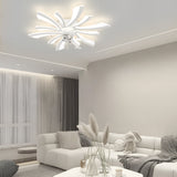 Modern Floral Acrylic Ceiling Fan with Three Step Dimming Light for Bedroom and Dining Room