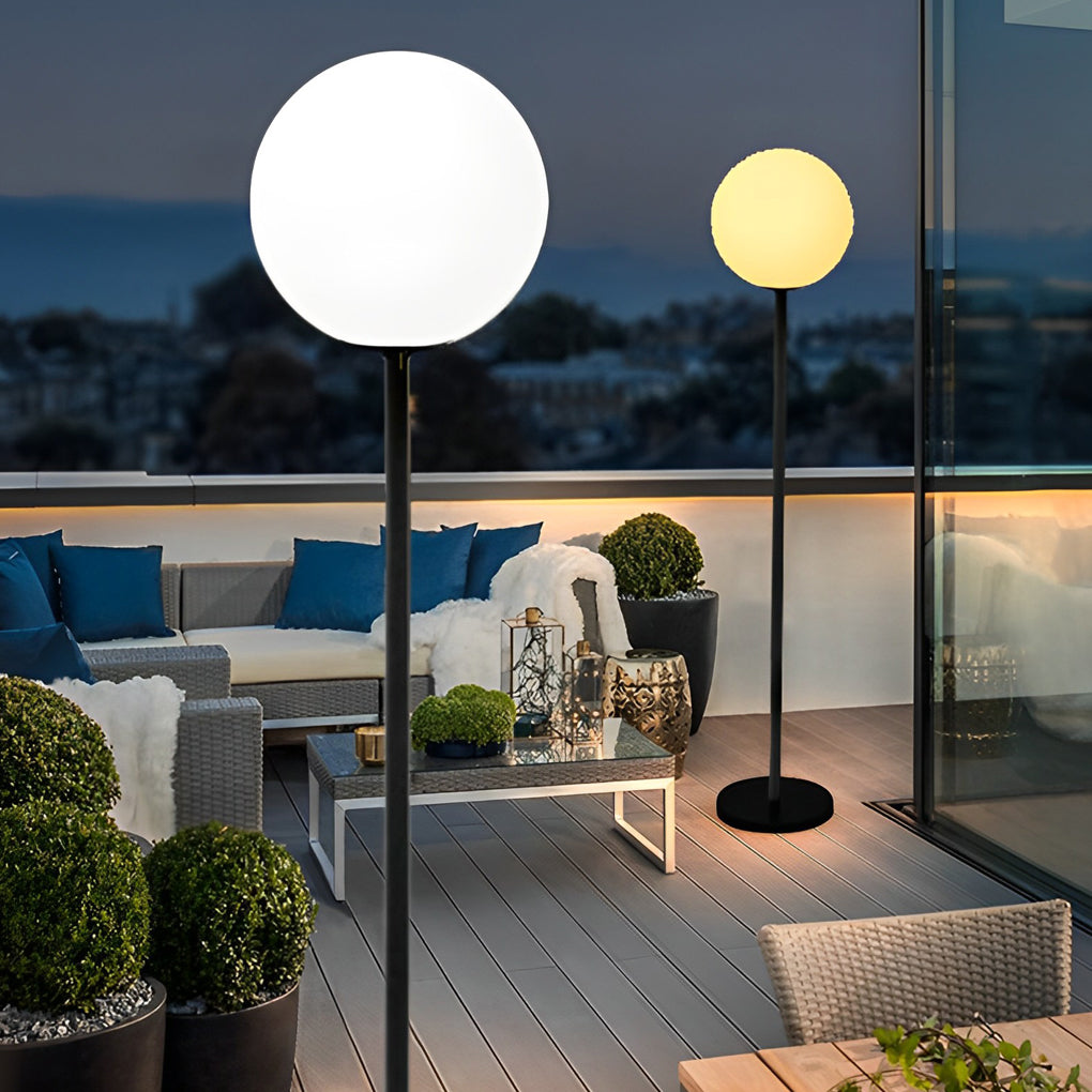 Smart LED Globe Floor Lamp with App Control 16 Color RGB Lighting and Black Metal Finish